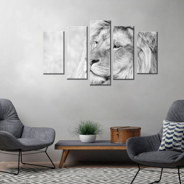Quadro Decorativo Leão Albino Varias Peças Para Salão