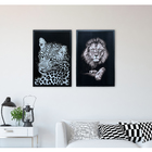 Quadro Decorativo sem Vidro de Moldura MDF Leão Basic Preto e Branco 90x60cm