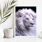 Quadro Decorativo Leão Branco 24x18cm Moldura:madeira Preta