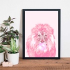 Quadro Decorativo Leão Bubble Gum 45x34cm Moldura:madeira Pre