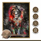 Quadro Decorativo Leão Colorido 006 Moldura Em Madeira 60x80cm