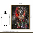 Quadro Decorativo Leão Colorido 006 Moldura Em Madeira 60x80cm