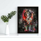 Quadro Decorativo Leão Colorido 006 Moldura Em Madeira 60x80cm