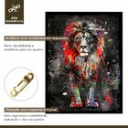 Quadro Decorativo Leão Colorido 006 Moldura Em Madeira Com Vi