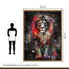 Quadro Decorativo Leão Colorido 006 Moldura Em Madeira Com Vi