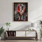 Quadro Decorativo Leão Colorido 006 Moldura Em Madeira Com Vi