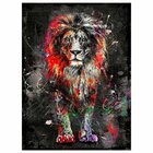 Quadro Decorativo Leão Colorido 006 Moldura Em Madeira Com Vi