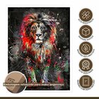 Quadro Decorativo Leão Colorido 006 Moldura Em Madeira Com Vi