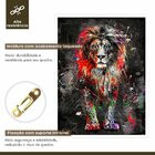 Quadro Decorativo Leão Colorido 006 Moldura Em Madeira Com Vi