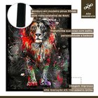 Quadro Decorativo Leão Colorido 006 Moldura Em Madeira Com Vi