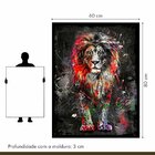 Quadro Decorativo Leão Colorido 006 Moldura Em Madeira Com Vi