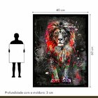 Quadro Decorativo Leão Colorido 006 Moldura Em Madeira Com Vi