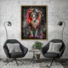 Quadro Decorativo Leão Colorido 006 Moldura Em Madeira Com Vi