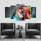 Quadro Decorativo Leão Colorido Varias Peças