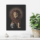 Quadro Decorativo Leão Com Caveira 24x18cm Moldura:madeira Br