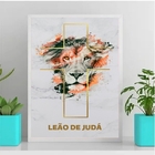 Quadro Decorativo Leão De Judá Aquarela 24x18cm - Com Vidro M
