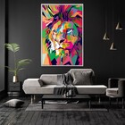 Quadro Decorativo Leão De Judá Colorido Com Moldura E Sem Vid