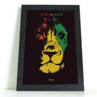 Quadro Decorativo Leão De Judá Do Reggae Com Vidro - 30x40