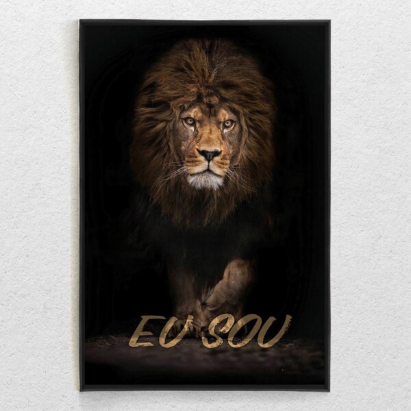 Quadro Decorativo Leão Eu Sou Com Moldura E Sem Vidro 100x160