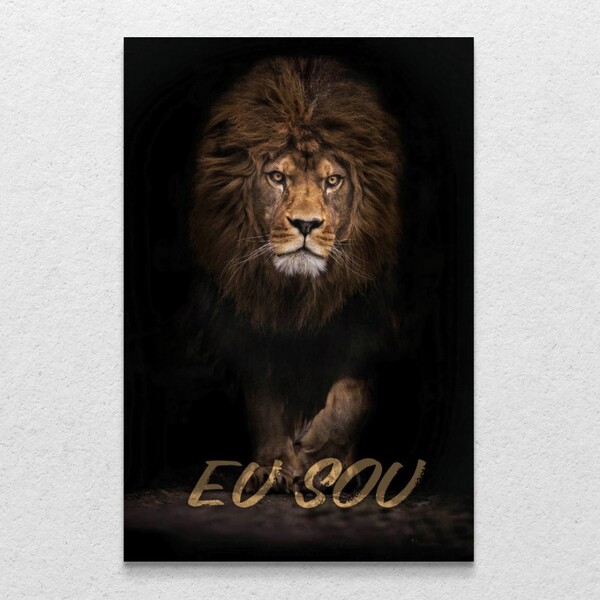 Quadro Decorativo Leão Eu Sou Sem Moldura E Sem Vidro 100x160