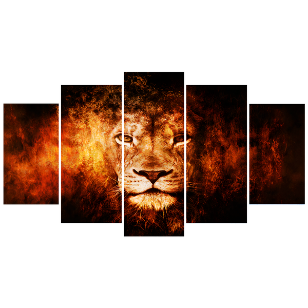 Quadro Decorativo Leão Fogo