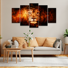 Quadro Decorativo Leão Fogo