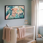 Quadro Decorativo Leão Folhagem  - 50x70cm Moldura Branca