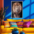 Quadro Decorativo Leão Judá Moldura Cx Alta 40x60 - Moldura B