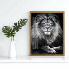 Quadro Decorativo Leão King 003 Moldura Em Madeira Com Vidro