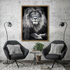 Quadro Decorativo Leão King 003 Moldura Em Madeira Com Vidro