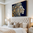 Quadro Decorativo - Leão Majestoso  150x100cm -  Moldura E Vi