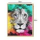 Quadro Decorativo Leão Moderno Colorido Black Azul Tons Quart