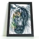 Quadro Decorativo Leão Perfil Com Vidro - 30x50