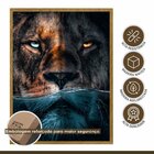 Quadro Decorativo Leão Predador 002 Moldura Em Madeira 40x60cm