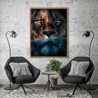 Quadro Decorativo Leão Predador 002 Moldura Em Madeira 60x80cm