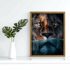 Quadro Decorativo Leão Predador 002 Moldura Em Madeira Com Vi