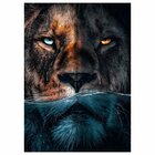 Quadro Decorativo Leão Predador 002 Moldura Em Madeira Com Vi