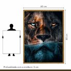 Quadro Decorativo Leão Predador 002 Moldura Em Madeira Com Vi