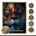 Quadro Decorativo Leão Predador 002 Moldura Em Madeira Com Vi