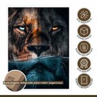 Quadro Decorativo Leão Predador 002 Moldura Em Madeira Com Vi