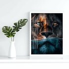 Quadro Decorativo Leão Predador 002 Moldura Em Madeira Com Vi