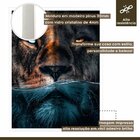 Quadro Decorativo Leão Predador 002 Moldura Em Madeira Com Vi