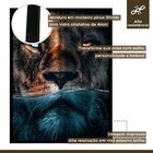Quadro Decorativo Leão Predador 002 Moldura Em Madeira Com Vi