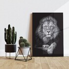 Quadro Decorativo Leão Preto E Branco Judá Grande 80x60