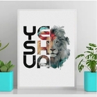 Quadro Decorativo Leão Yeshua Colorido 24x18cm Moldura:madeir