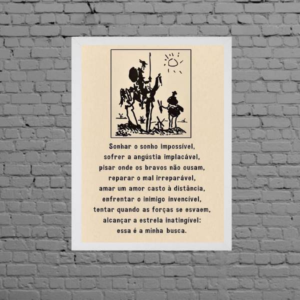 Quadro Decorativo Lema De Dom Quixote 24x18cm - Com Vidro Mol