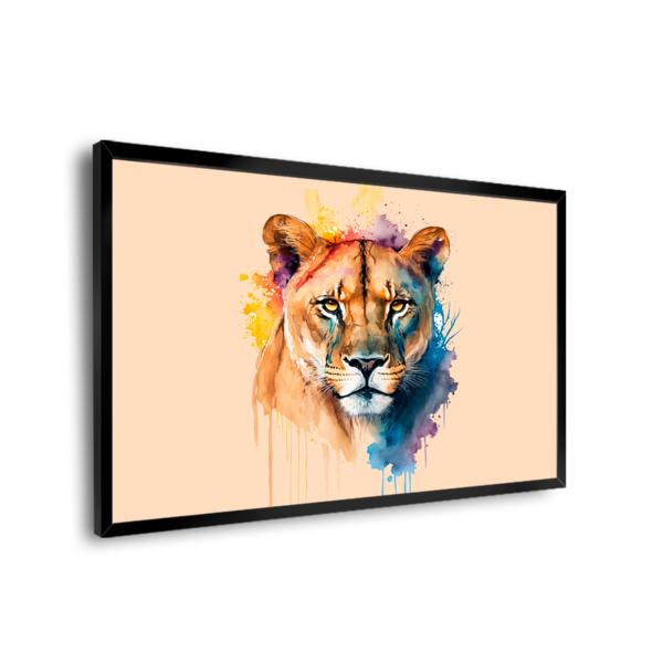 Quadro Decorativo Leoa Colorida