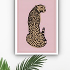 Quadro Decorativo Leopardo Fundo Rosê  - 70x50cm Moldura Bran