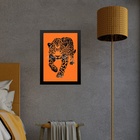 Quadro Decorativo Leopardo Laranja E Preto 33x24cm - Com Vidr