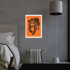 Quadro Decorativo Leopardo Laranja E Preto 45x34cm Moldura Br